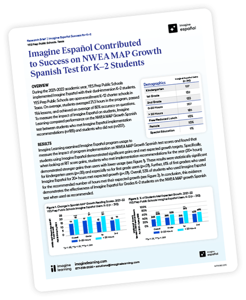 Cover page of an Imagine Español research paper