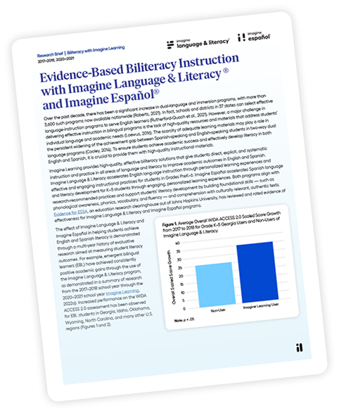 First page of "Evidence-Based Biliteracy Instruction" research brief. 