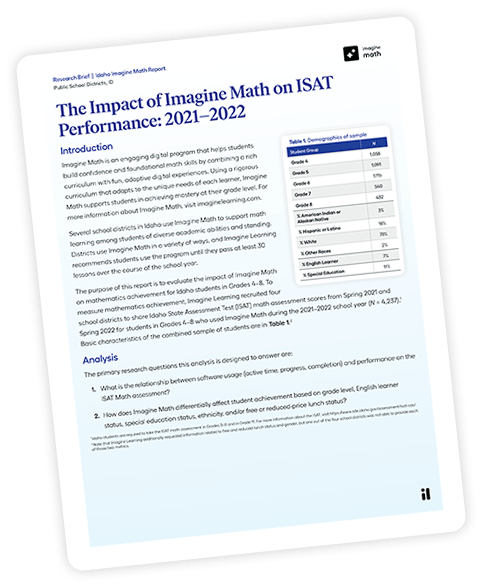 Cover page of an Imagine Math research paper