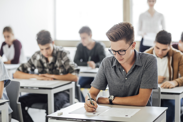 High school students taking certification exams.